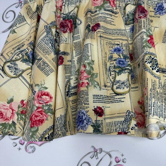 Skirt vintage news paper design floral mirror cottage core renaissance vibes - Picture 6 of 11